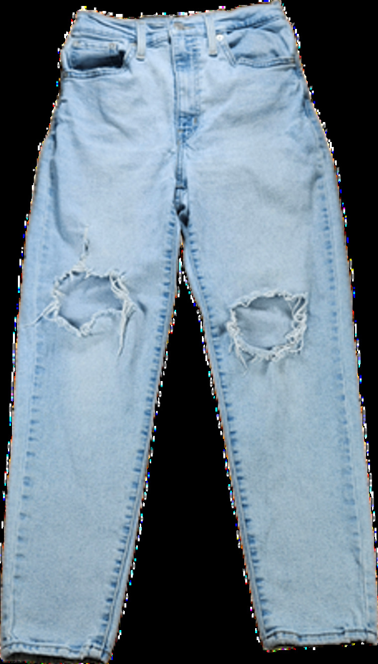 Levi's Women's W27 L27 Light Wash High Waisted Mom Jeans Distressed Stretch